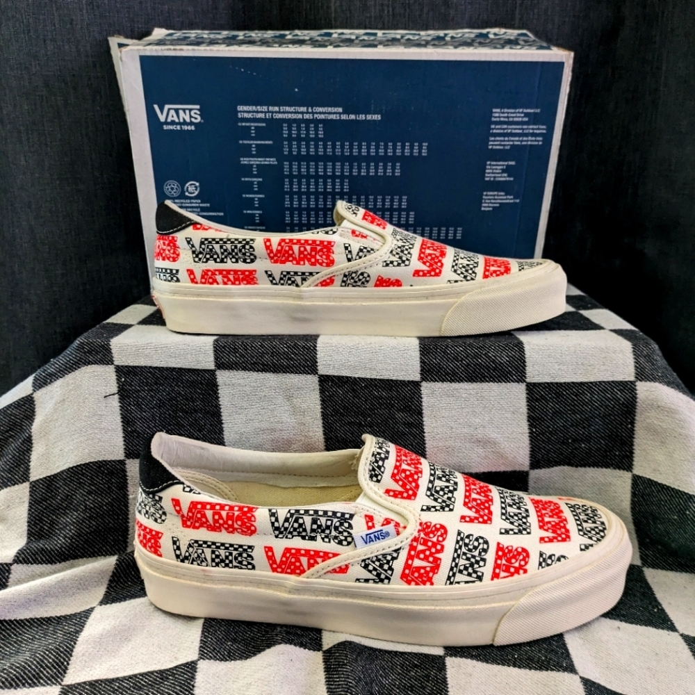 Vans OG Slip On 59 Luxury Women 9 Big Multi Logo VNOA4BVDVZC Canvas 1223